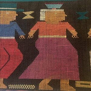 Colorful Woven Tapestry Blanket used with small stain and little stitching